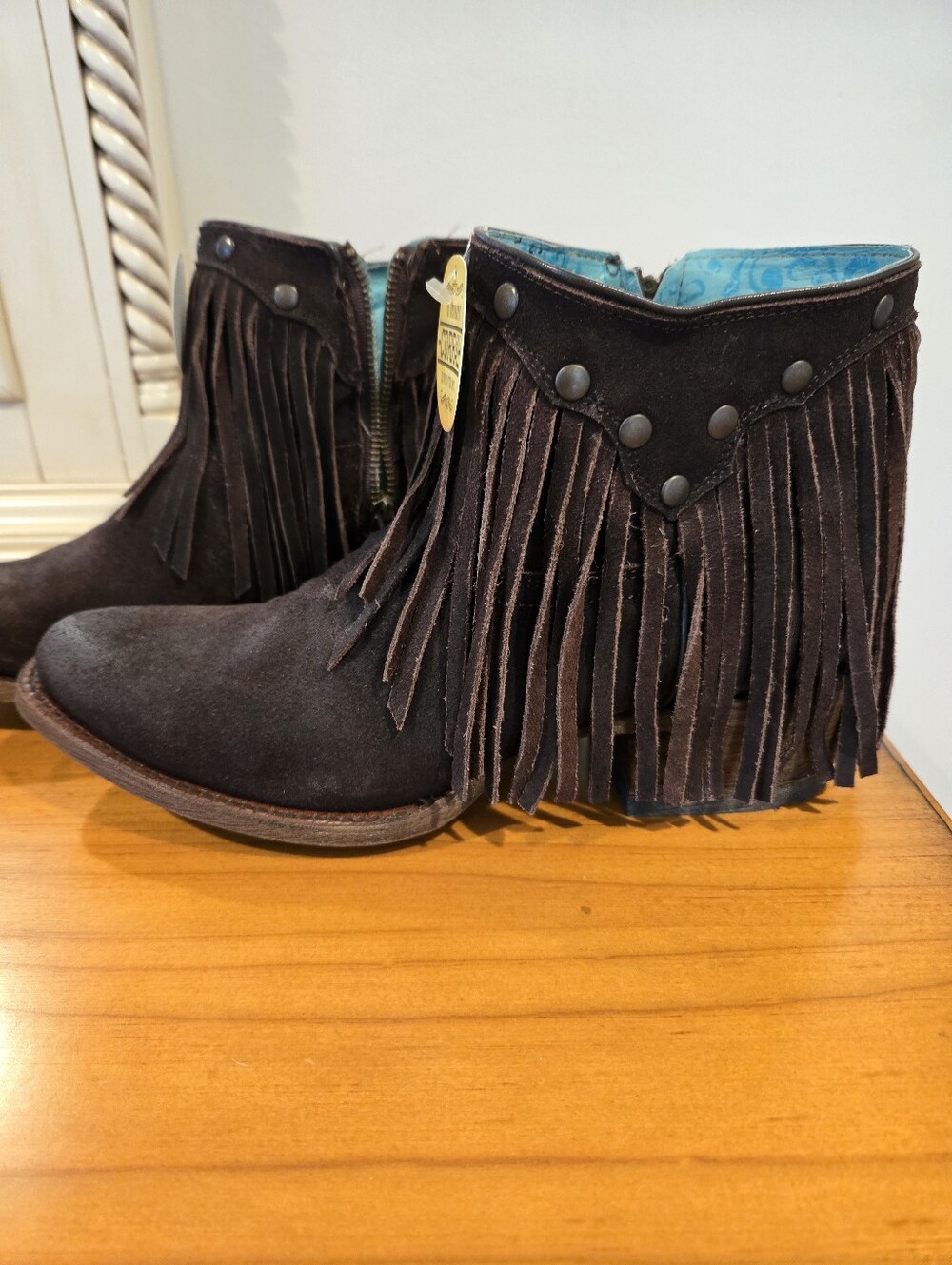 CORRAL Fringe Suede Ankle Boots - Dark Brown Women’s Shoes. SIZE 9